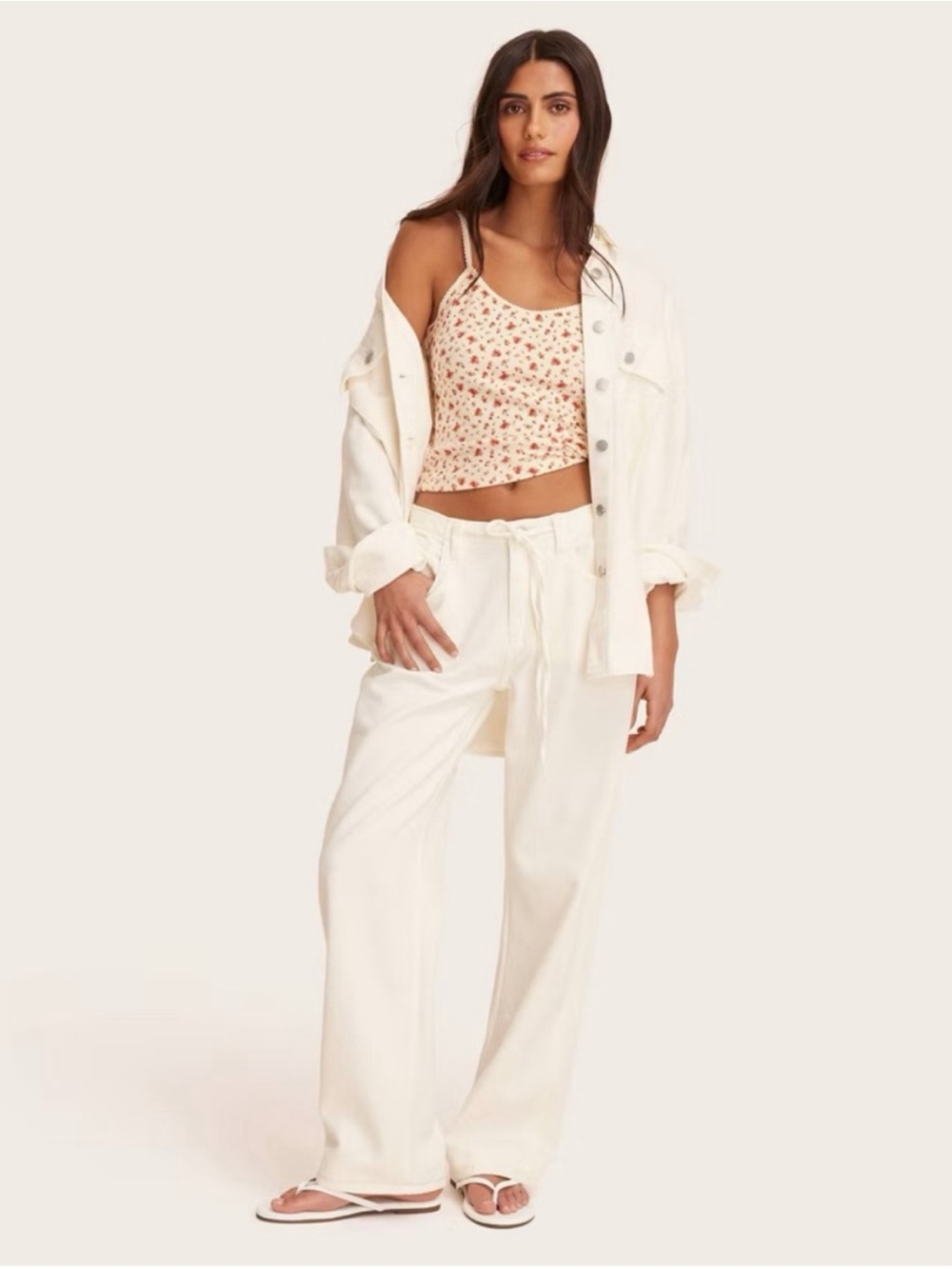 Parke x Target Baggy Drawstring Jeans Size 4 Ivory Cream NWOT Y2K